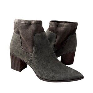 Sole Society Dawnina gray suede stretch ankle heeled booties Size 9